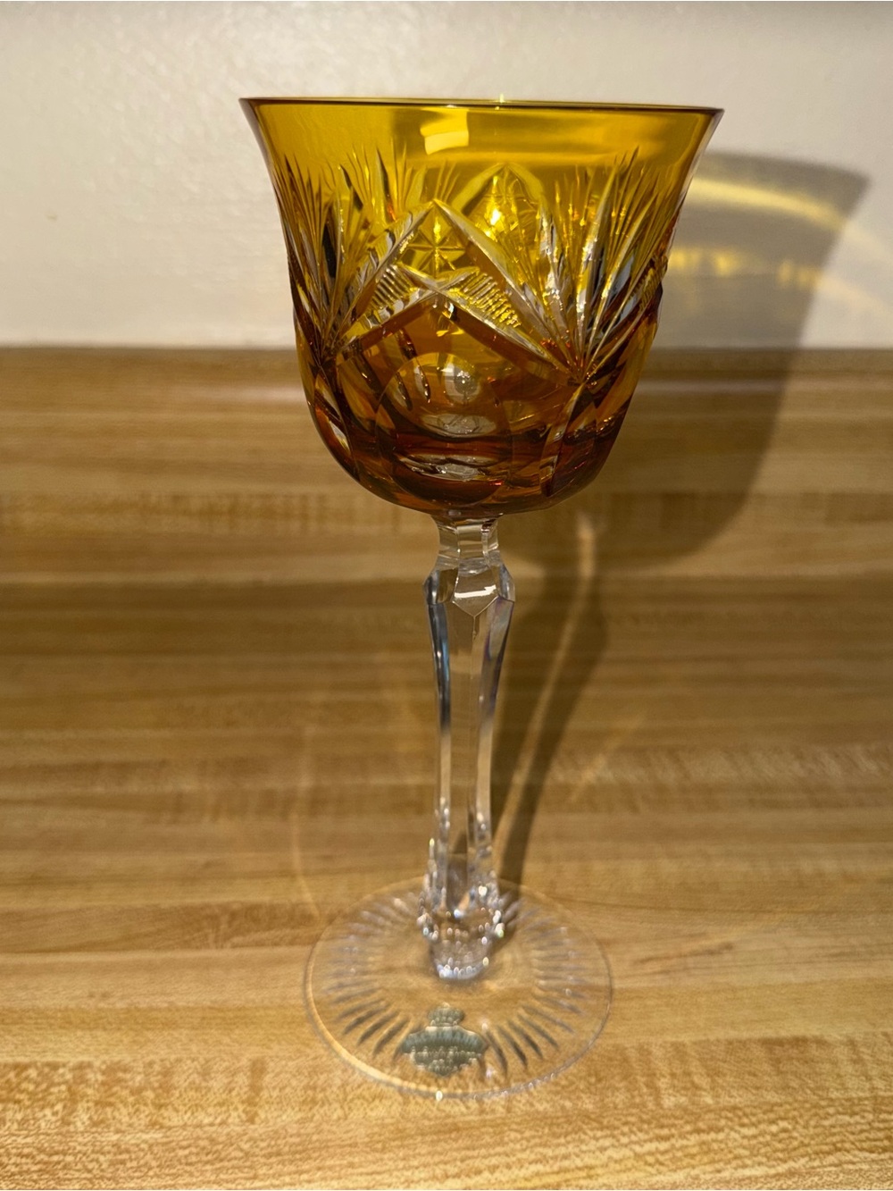 Vintage nachtmann bleikristall Amber Cut to clear Crystal Wine Glass Germany